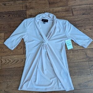 NWT Halogen Knotted Front Short Sleeve Top Blouse Shirt Size XS